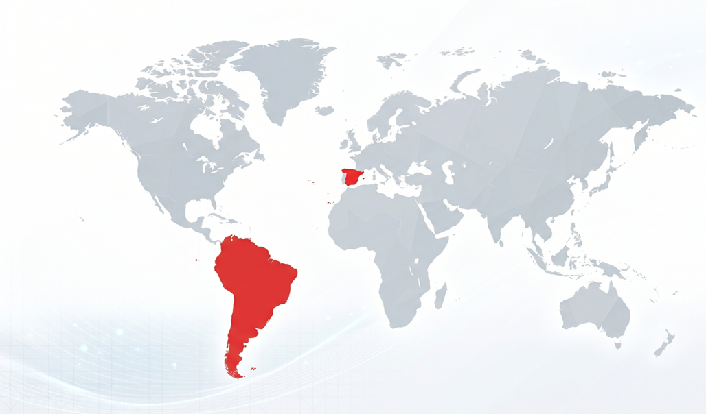 Mapa de presencia de Augan en España y Sudamérica